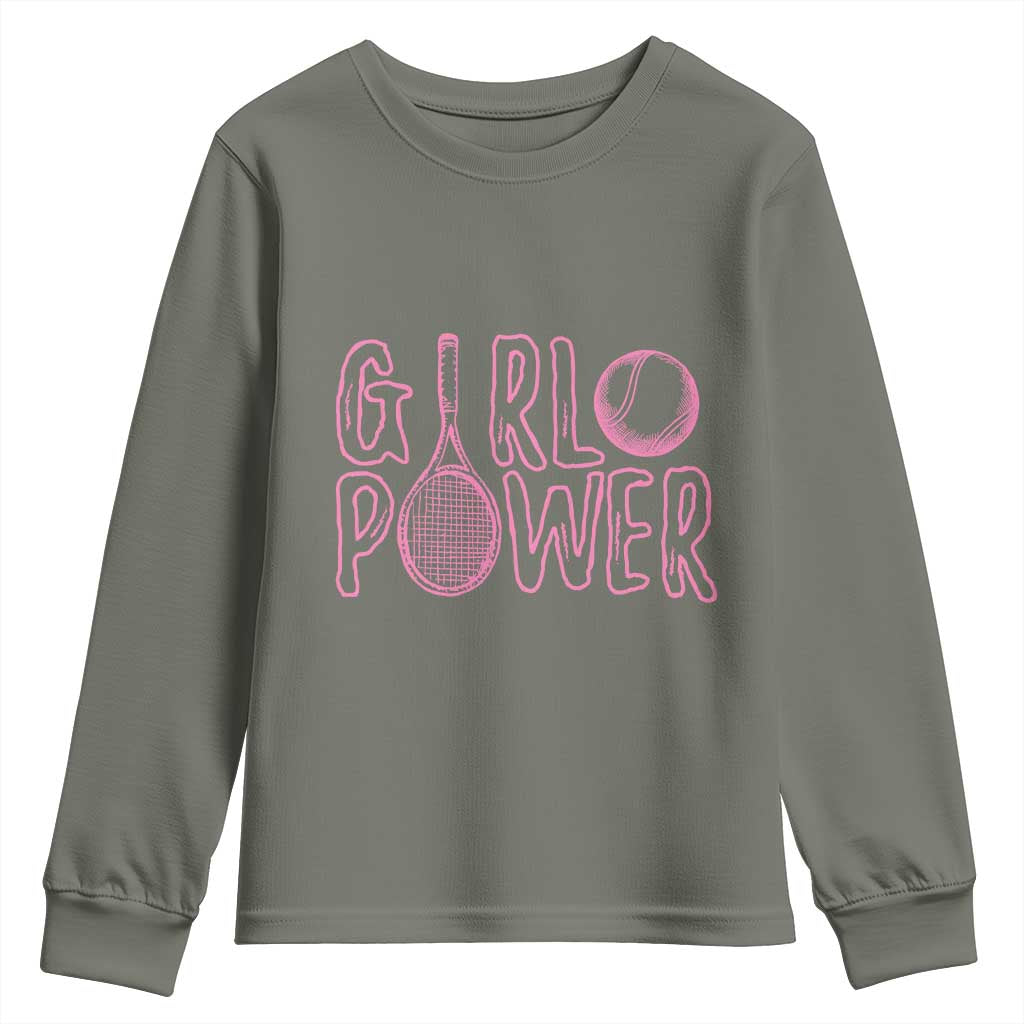 Girl Power Tennis Gift Youth Sweatshirt Feminist Sports Gift - Wonder Print Shop