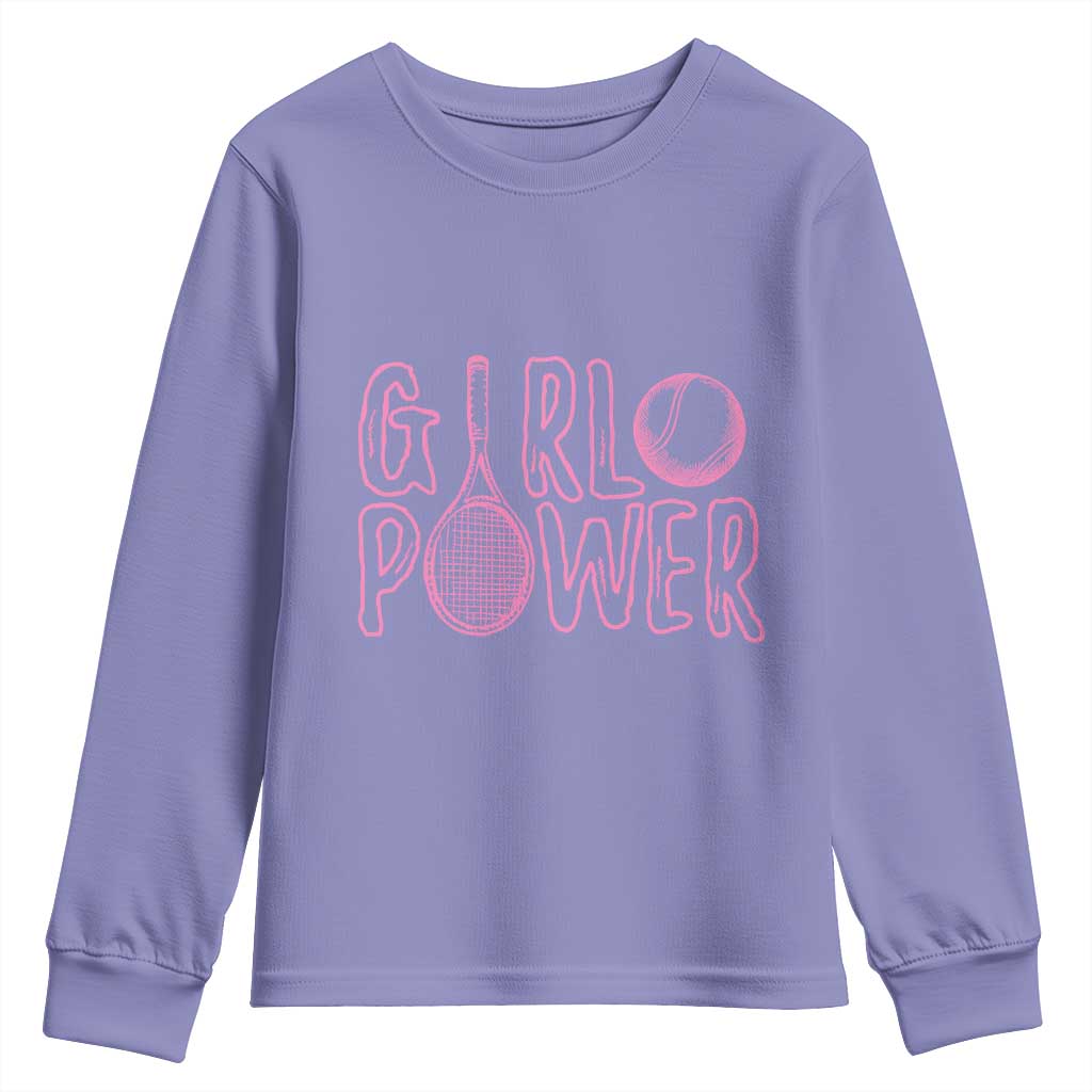 Girl Power Tennis Gift Youth Sweatshirt Feminist Sports Gift - Wonder Print Shop