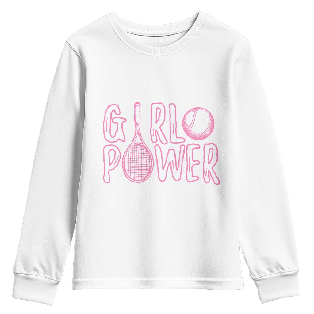 Girl Power Tennis Gift Youth Sweatshirt Feminist Sports Gift - Wonder Print Shop