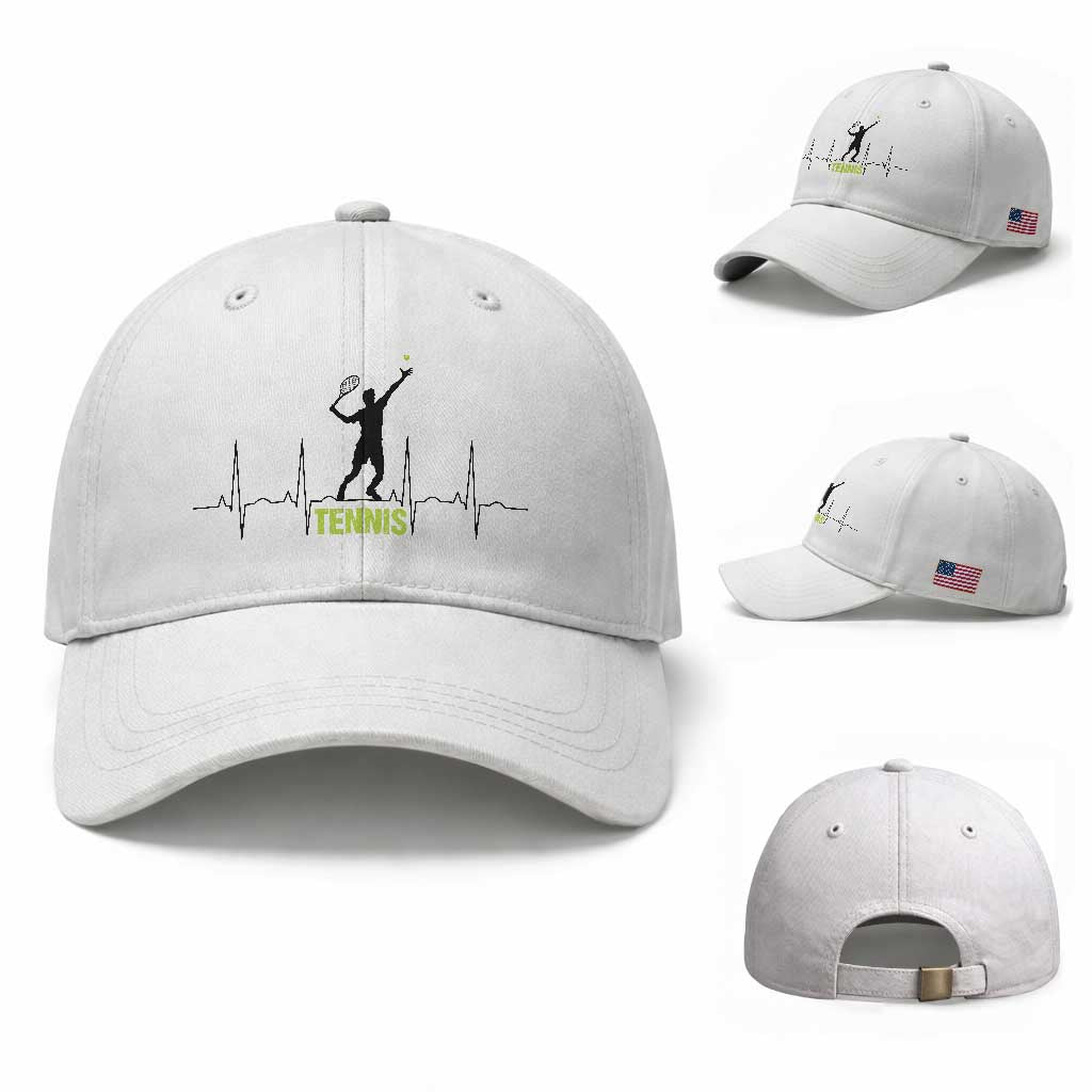 Tennis Lover Heartbeat Baseball Cap Sports Player Gift
