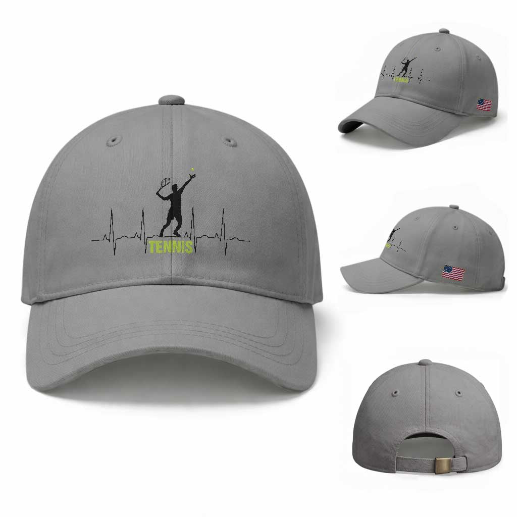 Tennis Lover Heartbeat Baseball Cap Sports Player Gift