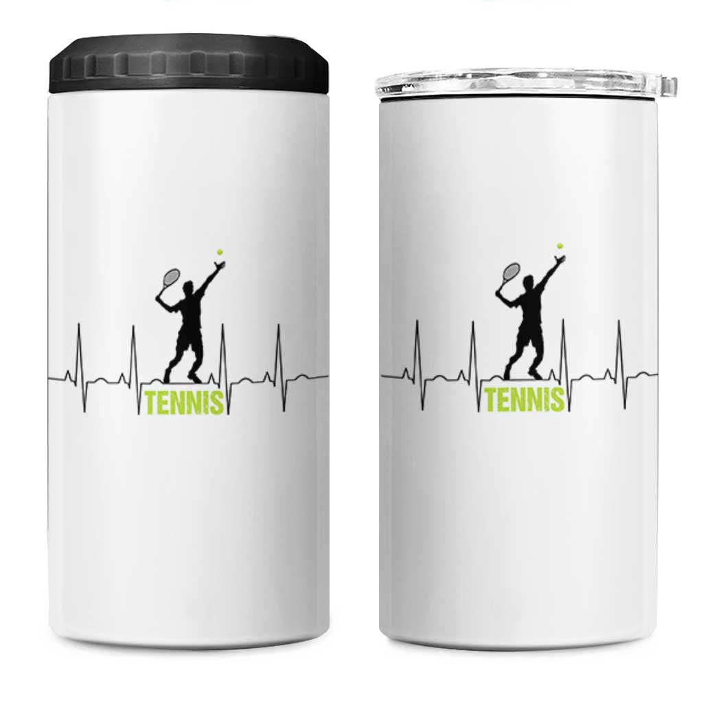 Tennis Lover Heartbeat 4 in 1 Can Cooler Tumbler Sports Player Gift - Wonder Print Shop