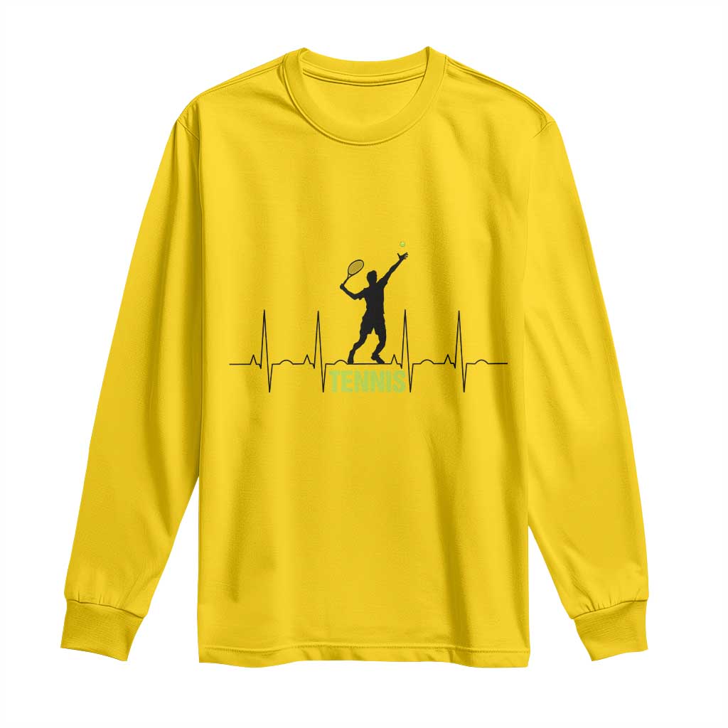Tennis Lover Heartbeat Long Sleeve Shirt Sports Player Gift - Wonder Print Shop
