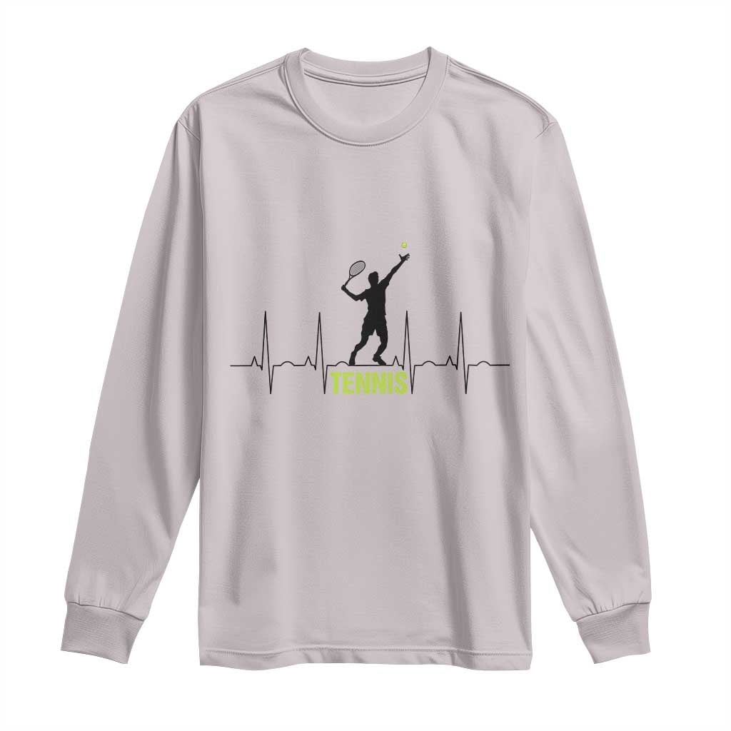 Tennis Lover Heartbeat Long Sleeve Shirt Sports Player Gift - Wonder Print Shop
