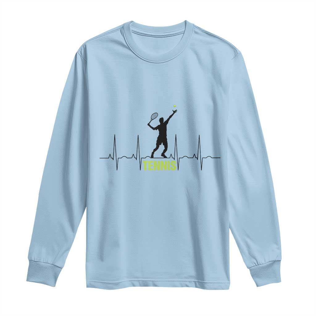 Tennis Lover Heartbeat Long Sleeve Shirt Sports Player Gift - Wonder Print Shop