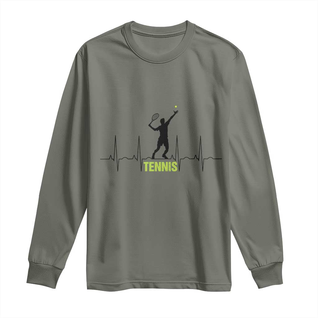 Tennis Lover Heartbeat Long Sleeve Shirt Sports Player Gift - Wonder Print Shop