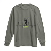 Tennis Lover Heartbeat Long Sleeve Shirt Sports Player Gift - Wonder Print Shop