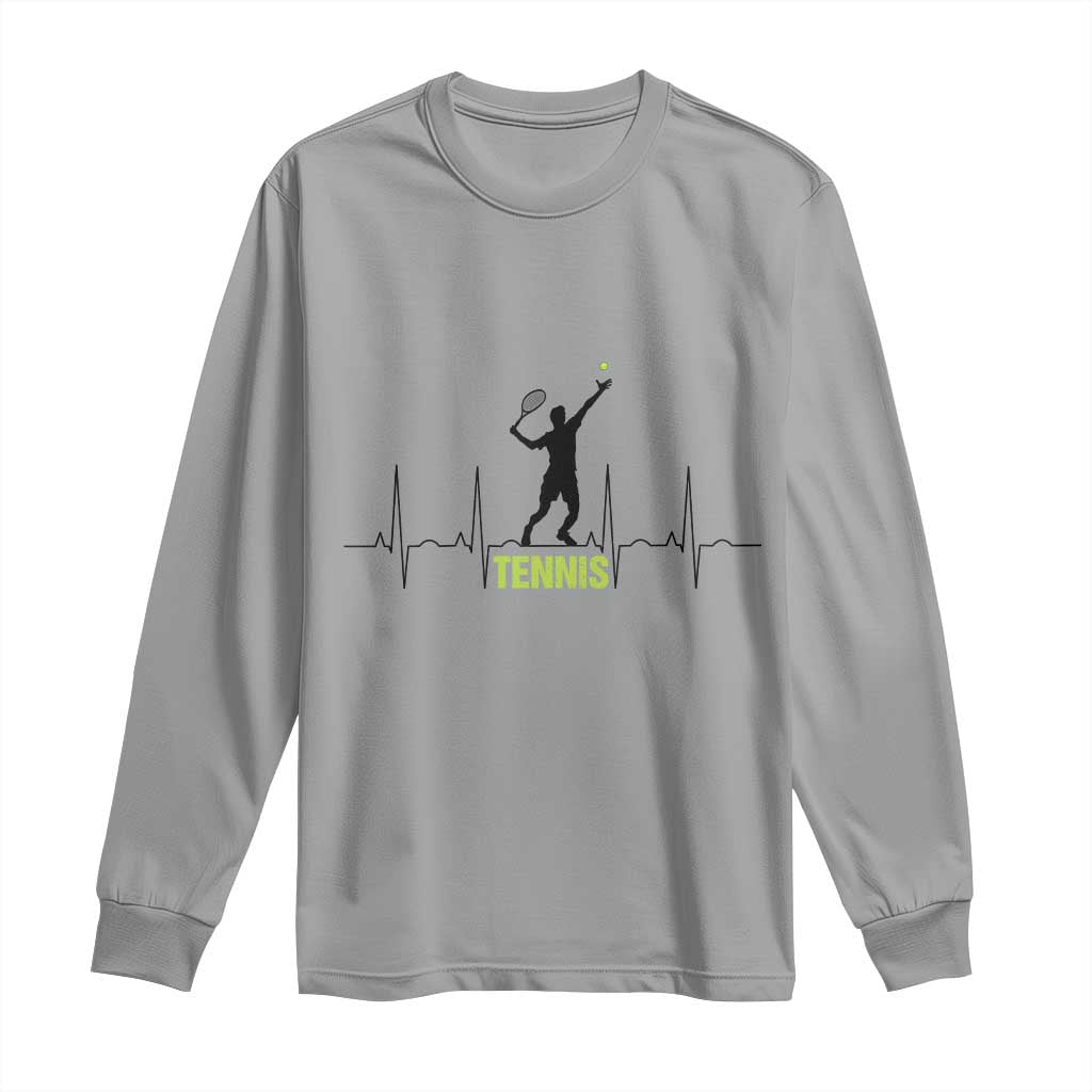 Tennis Lover Heartbeat Long Sleeve Shirt Sports Player Gift - Wonder Print Shop