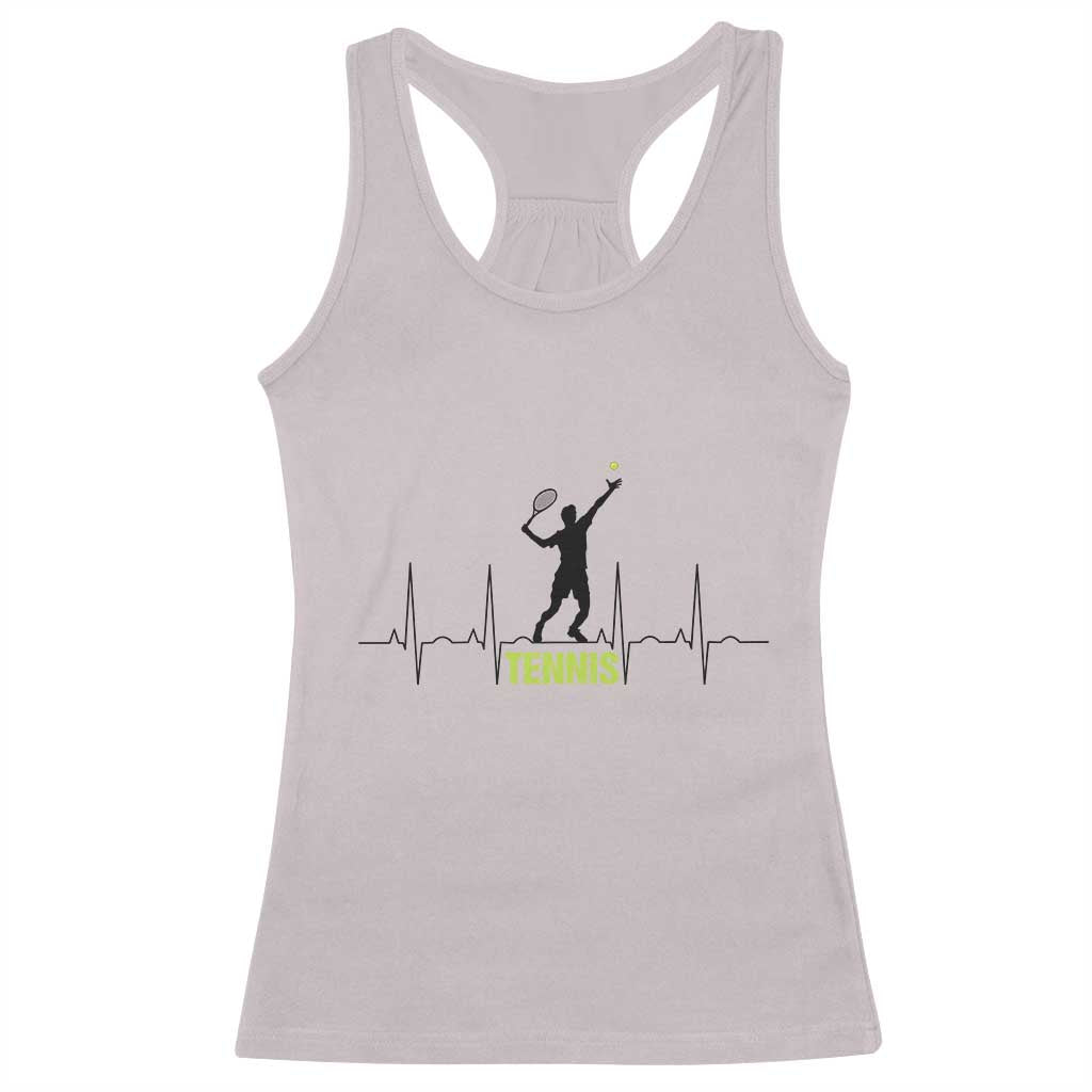 Tennis Lover Heartbeat Racerback Tank Top Sports Player Gift - Wonder Print Shop