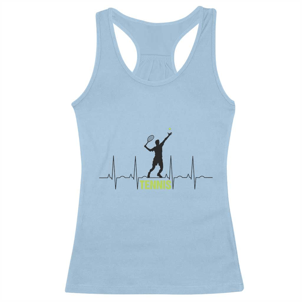 Tennis Lover Heartbeat Racerback Tank Top Sports Player Gift - Wonder Print Shop
