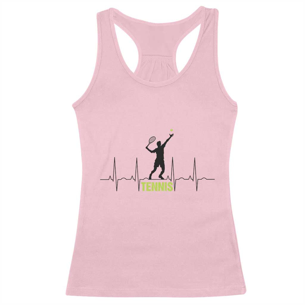 Tennis Lover Heartbeat Racerback Tank Top Sports Player Gift - Wonder Print Shop