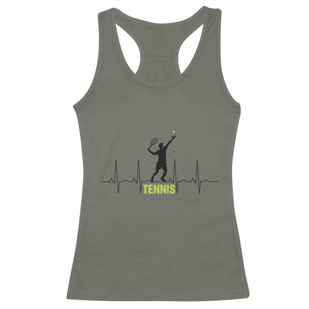 Tennis Lover Heartbeat Racerback Tank Top Sports Player Gift - Wonder Print Shop