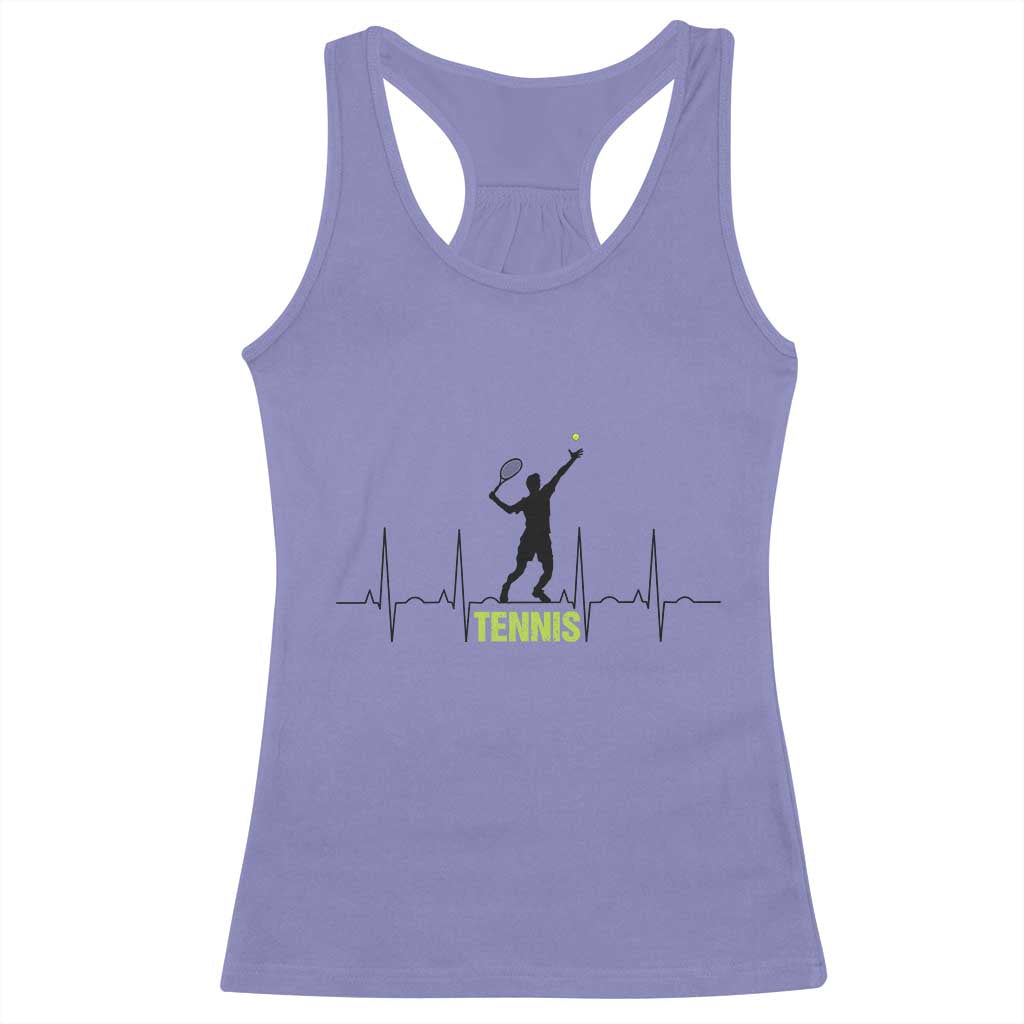 Tennis Lover Heartbeat Racerback Tank Top Sports Player Gift - Wonder Print Shop