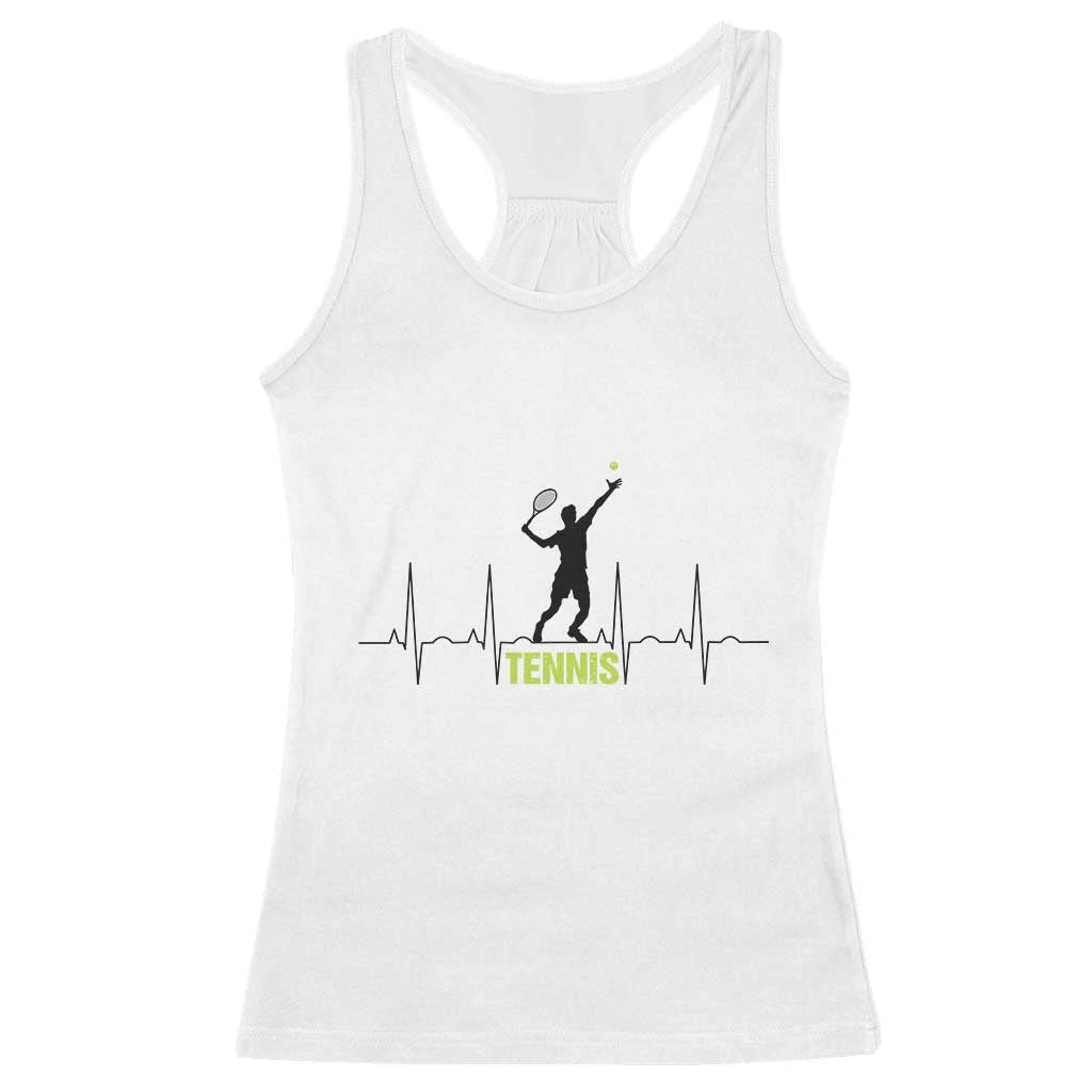 Tennis Lover Heartbeat Racerback Tank Top Sports Player Gift - Wonder Print Shop