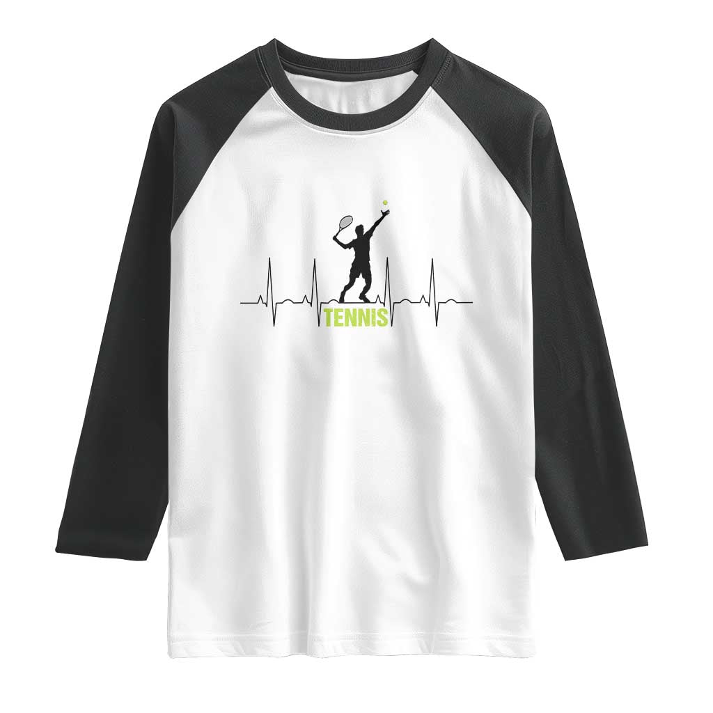 Tennis Lover Heartbeat Raglan Shirt Sports Player Gift - Wonder Print Shop