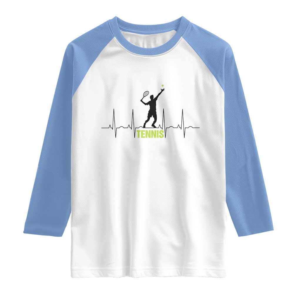 Tennis Lover Heartbeat Raglan Shirt Sports Player Gift - Wonder Print Shop