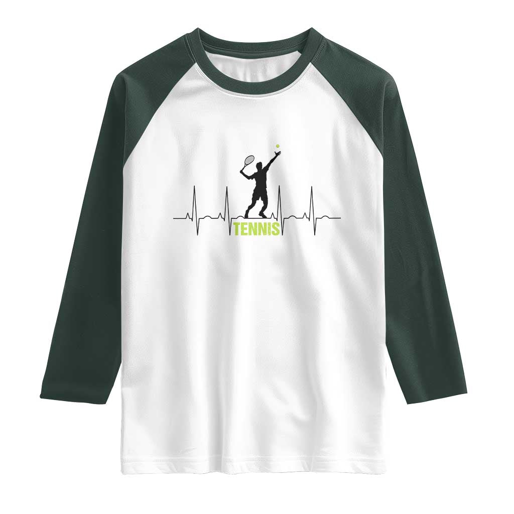 Tennis Lover Heartbeat Raglan Shirt Sports Player Gift - Wonder Print Shop