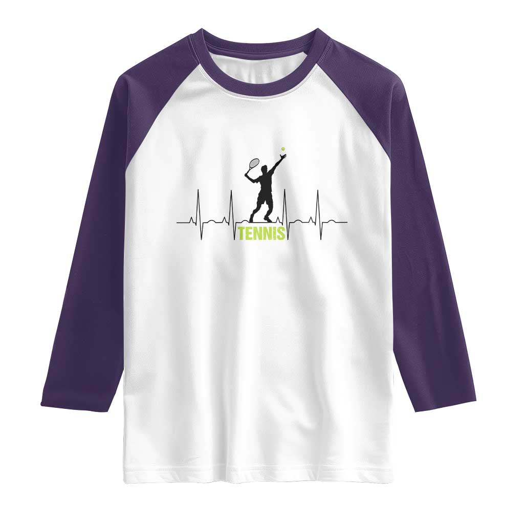 Tennis Lover Heartbeat Raglan Shirt Sports Player Gift - Wonder Print Shop