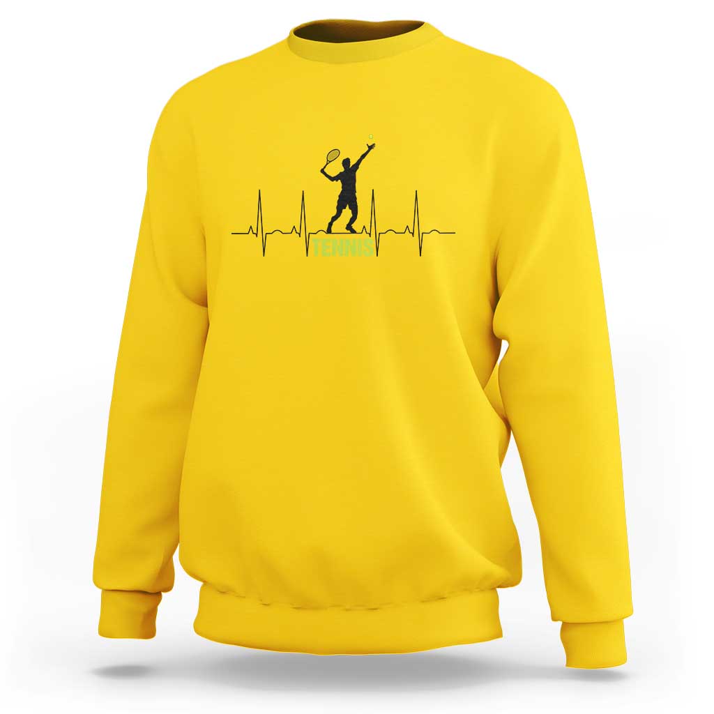 Tennis Lover Heartbeat Sweatshirt Sports Player Gift - Wonder Print Shop