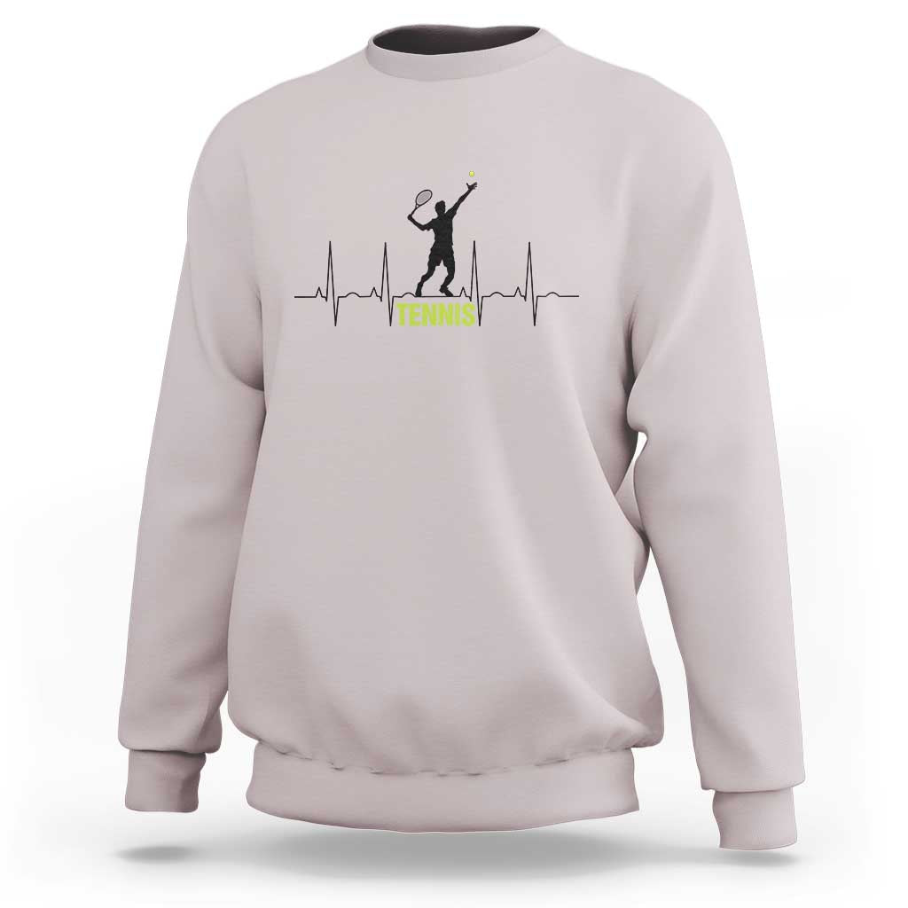 Tennis Lover Heartbeat Sweatshirt Sports Player Gift - Wonder Print Shop