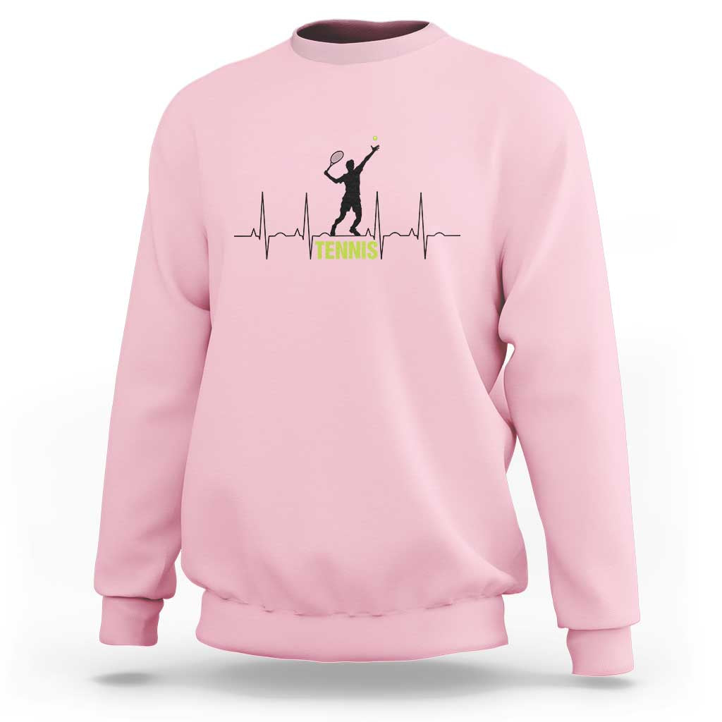 Tennis Lover Heartbeat Sweatshirt Sports Player Gift - Wonder Print Shop