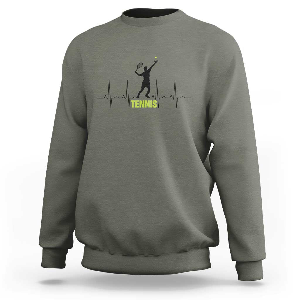 Tennis Lover Heartbeat Sweatshirt Sports Player Gift - Wonder Print Shop