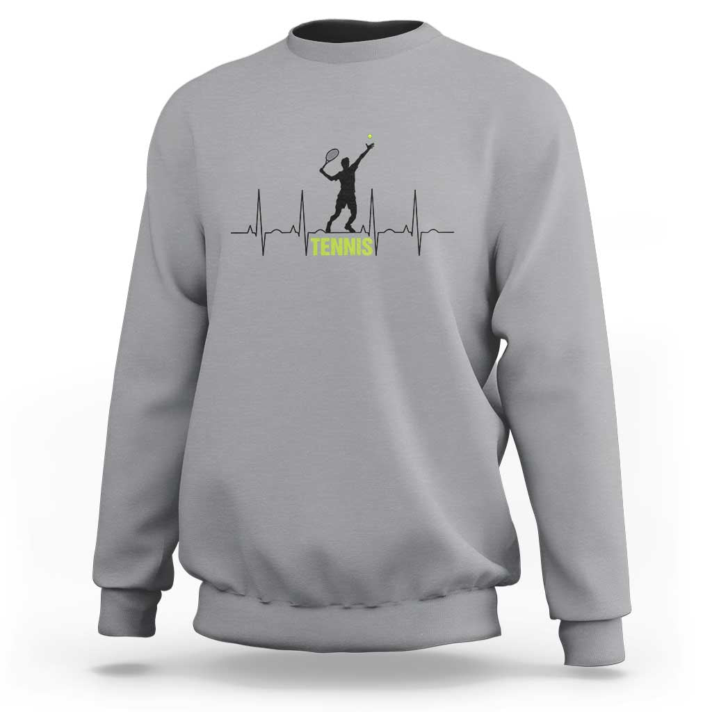 Tennis Lover Heartbeat Sweatshirt Sports Player Gift - Wonder Print Shop
