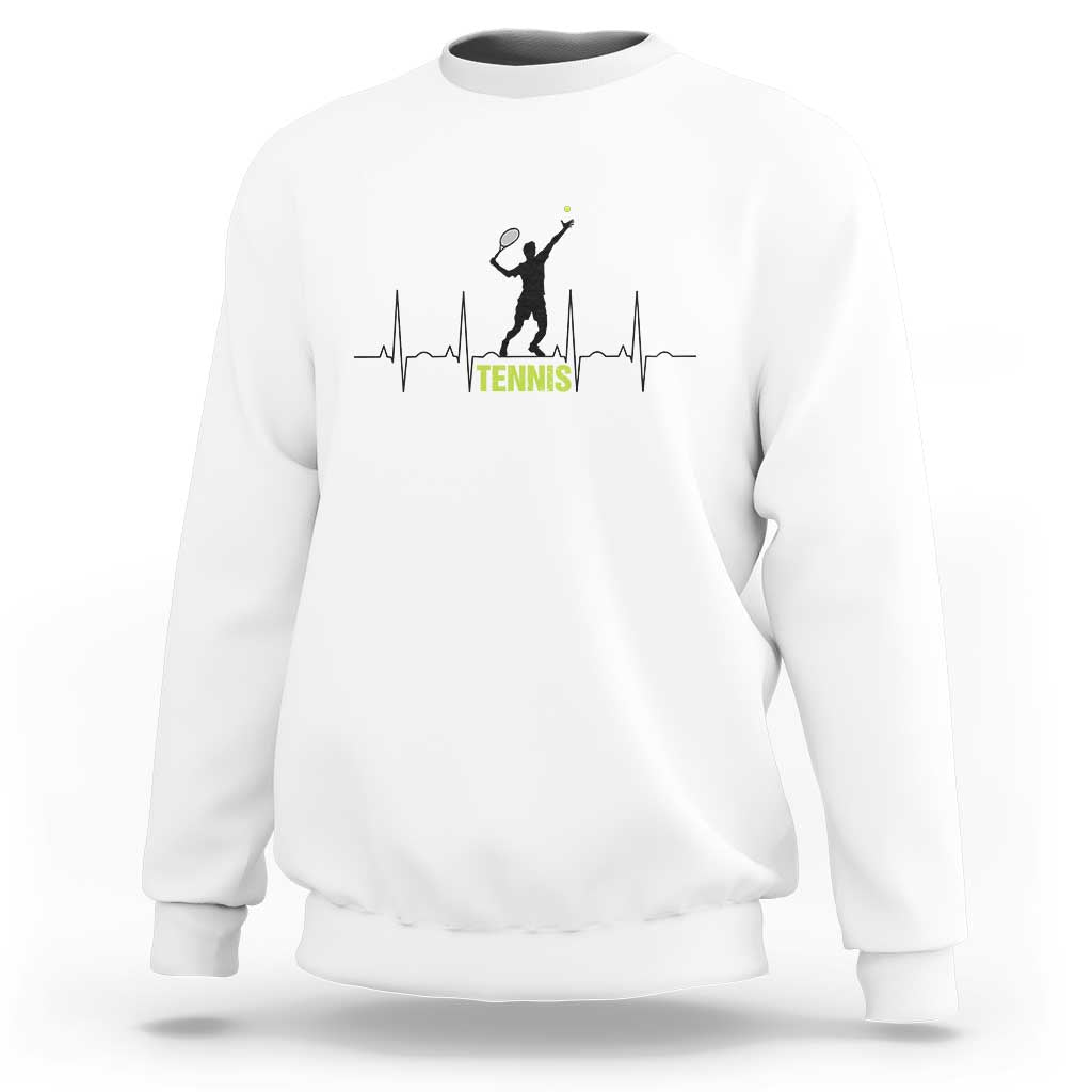 Tennis Lover Heartbeat Sweatshirt Sports Player Gift - Wonder Print Shop