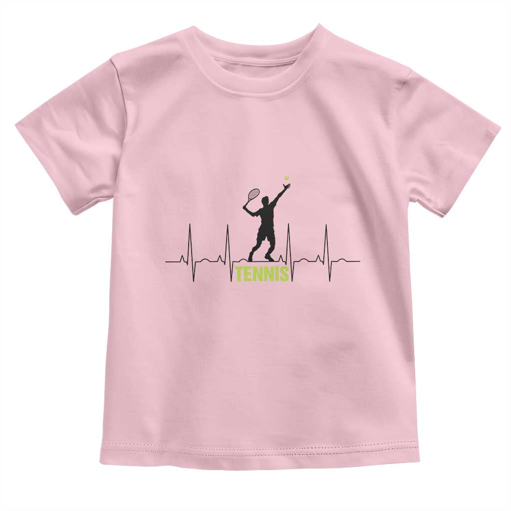 Tennis Lover Heartbeat Toddler T Shirt Sports Player Gift - Wonder Print Shop