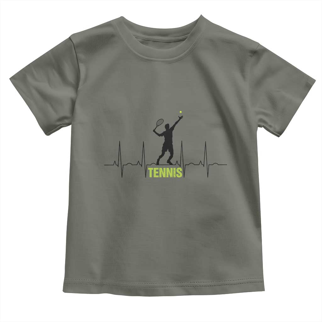 Tennis Lover Heartbeat Toddler T Shirt Sports Player Gift - Wonder Print Shop