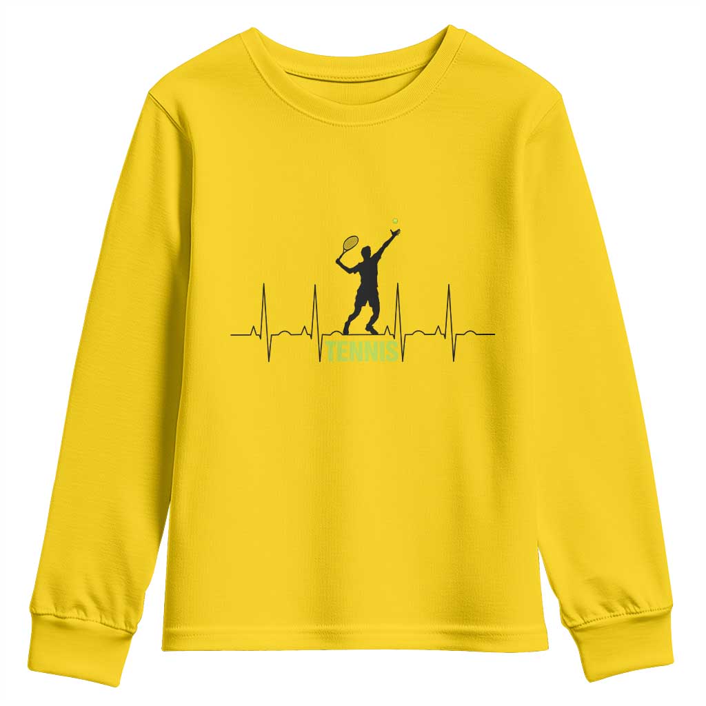Tennis Lover Heartbeat Youth Sweatshirt Sports Player Gift - Wonder Print Shop