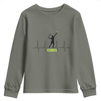 Tennis Lover Heartbeat Youth Sweatshirt Sports Player Gift - Wonder Print Shop