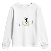 Tennis Lover Heartbeat Youth Sweatshirt Sports Player Gift - Wonder Print Shop