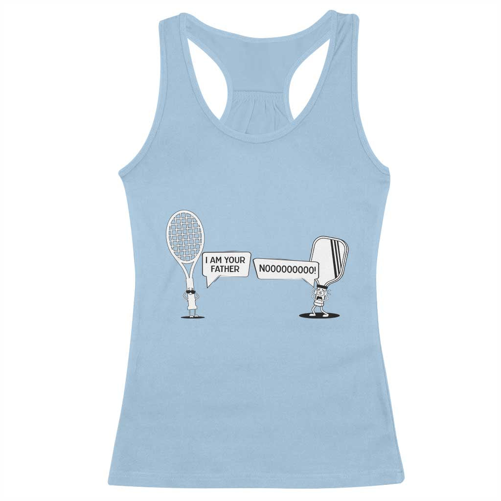 Funny Pickleball Tennis Racket Racerback Tank Top I Am Your Pickle Father - Wonder Print Shop