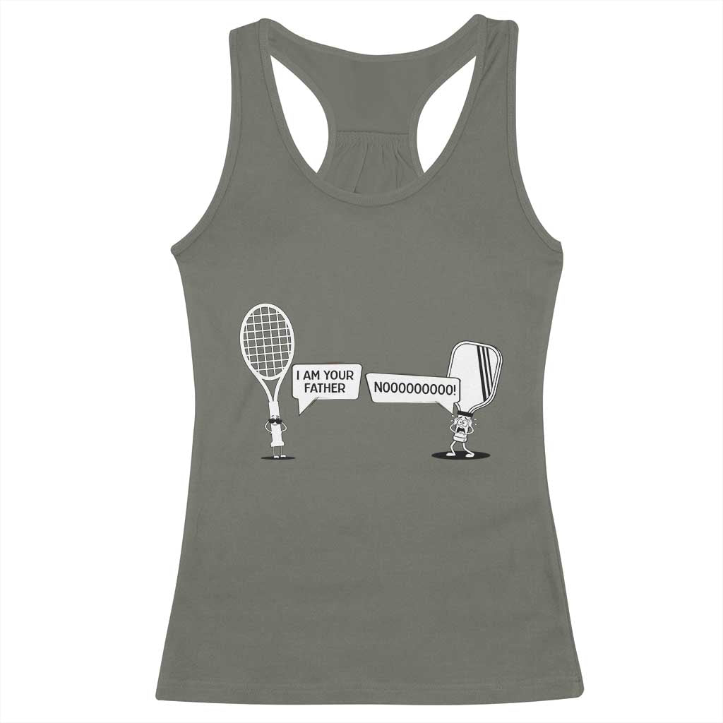 Funny Pickleball Tennis Racket Racerback Tank Top I Am Your Pickle Father - Wonder Print Shop