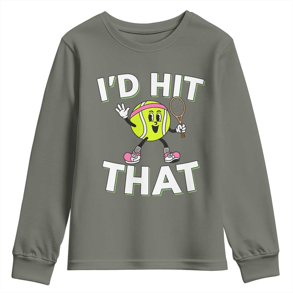 Funny Tennis Quote Youth Sweatshirt Id Hit That - Wonder Print Shop