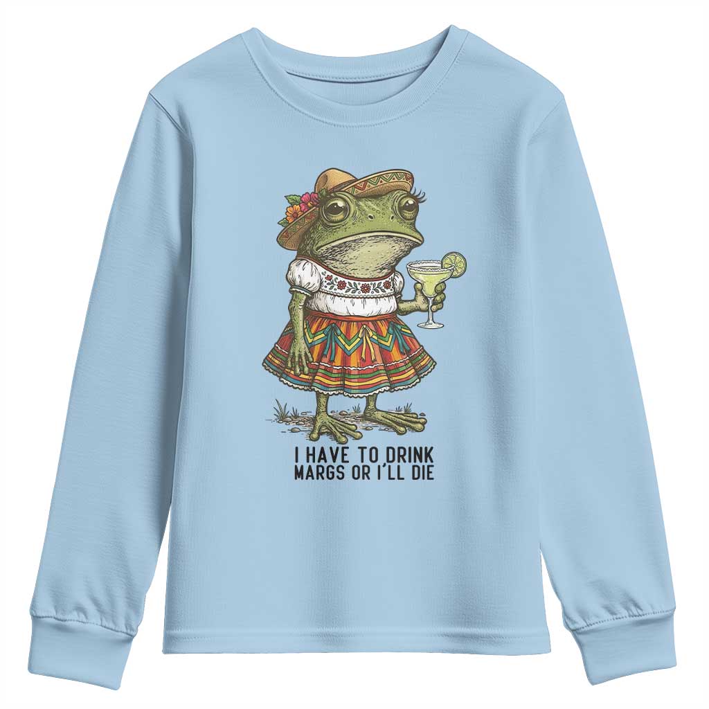 Funny Cinco De Mayo Frog Youth Sweatshirt I Have To Drink Margs