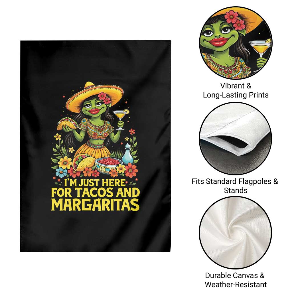 Funny Cinco De Mayo Frog Garden Flag Just Here For Tacos And Margaritas