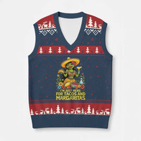 Funny Cinco De Mayo Frog V-Neck Knit Sweater Vest Just Here For Tacos And Margaritas
