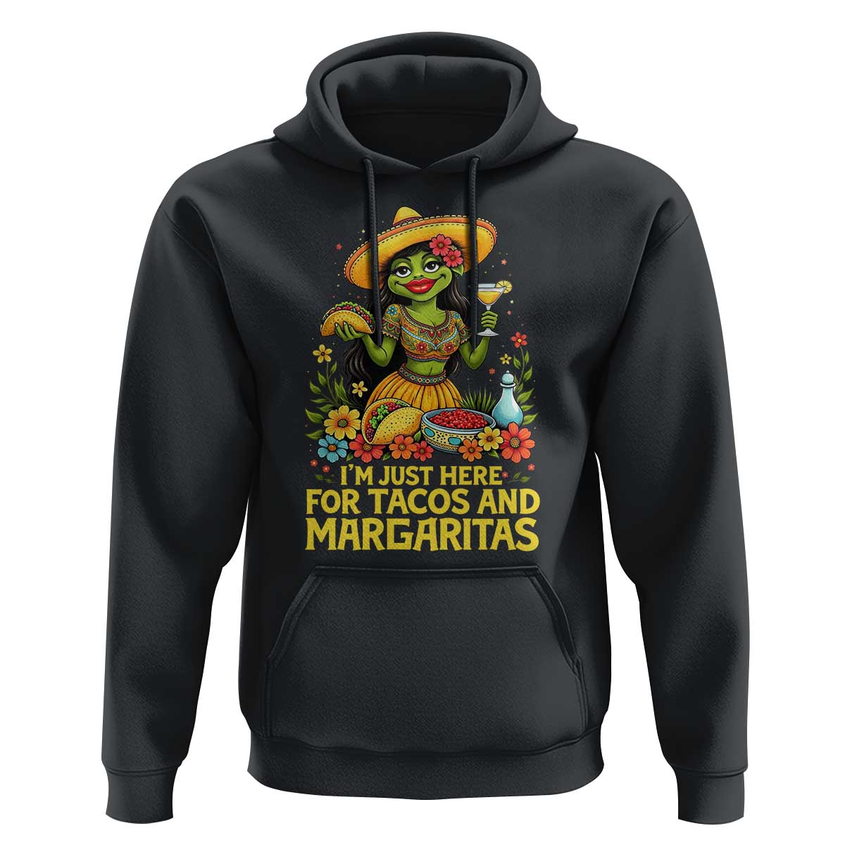 Funny Cinco De Mayo Frog Hoodie Just Here For Tacos And Margaritas