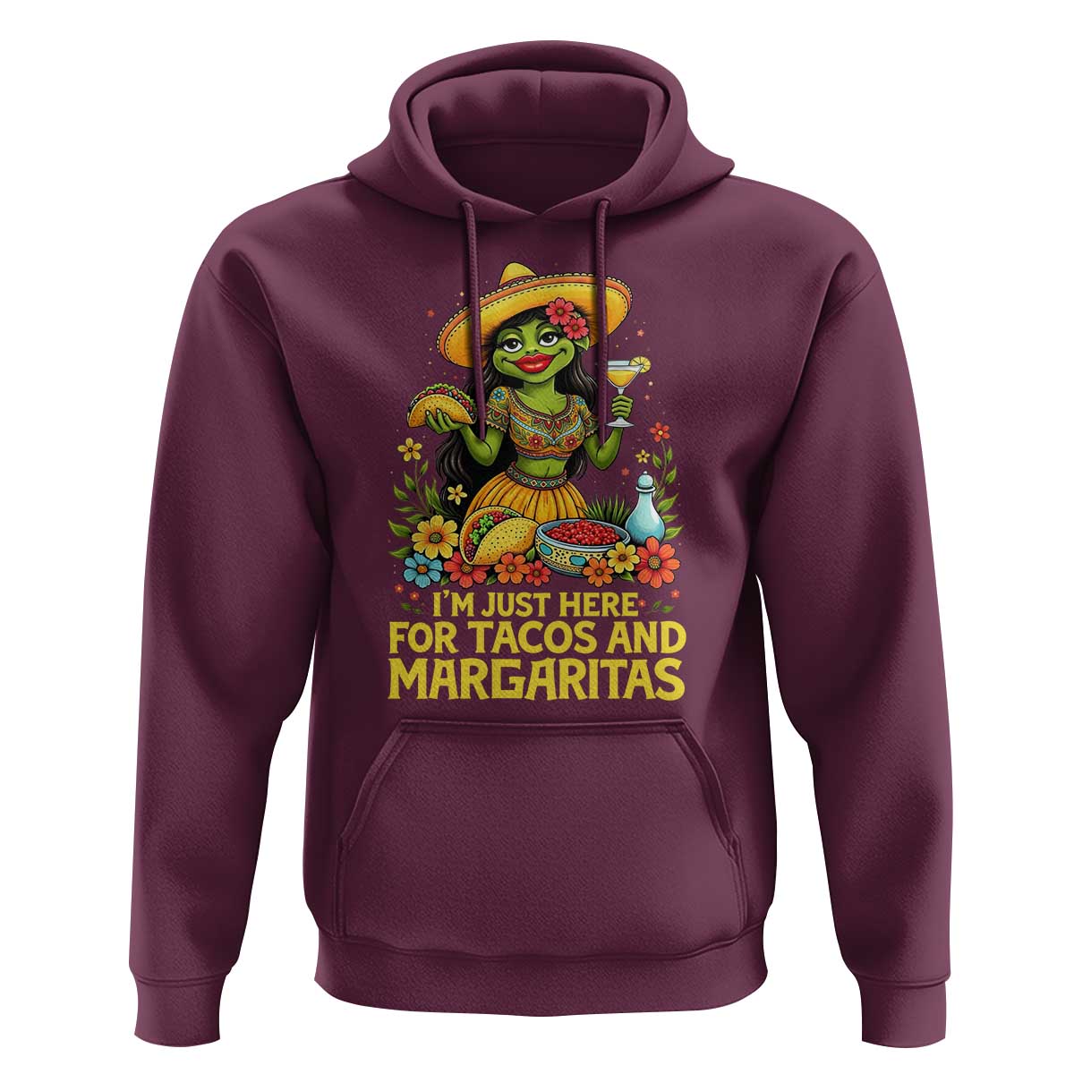 Funny Cinco De Mayo Frog Hoodie Just Here For Tacos And Margaritas