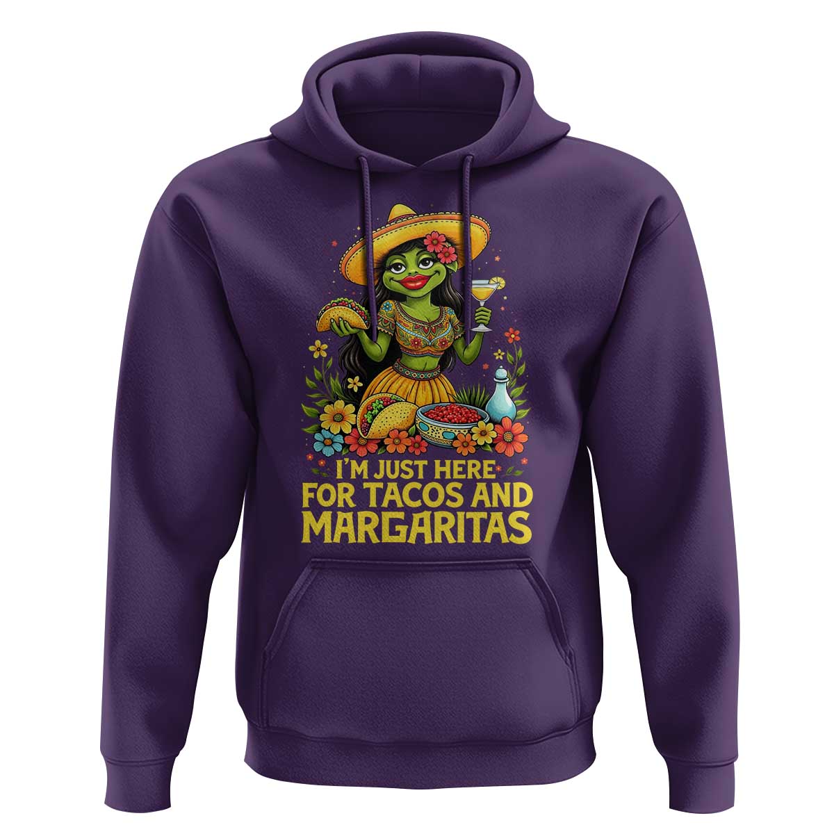 Funny Cinco De Mayo Frog Hoodie Just Here For Tacos And Margaritas