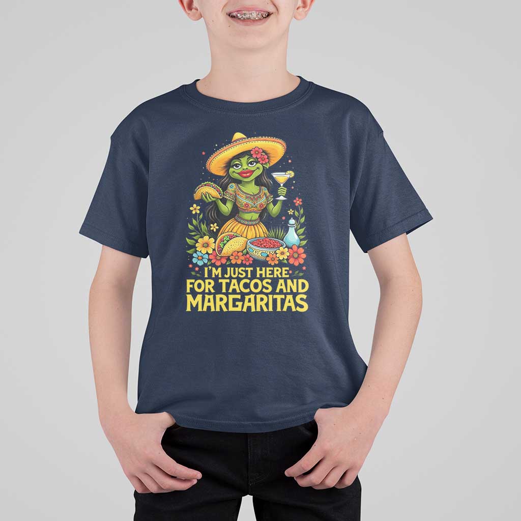 Funny Cinco De Mayo Frog T Shirt For Kid Just Here For Tacos And Margaritas