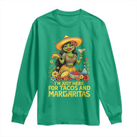 Funny Cinco De Mayo Frog Long Sleeve Shirt Just Here For Tacos And Margaritas