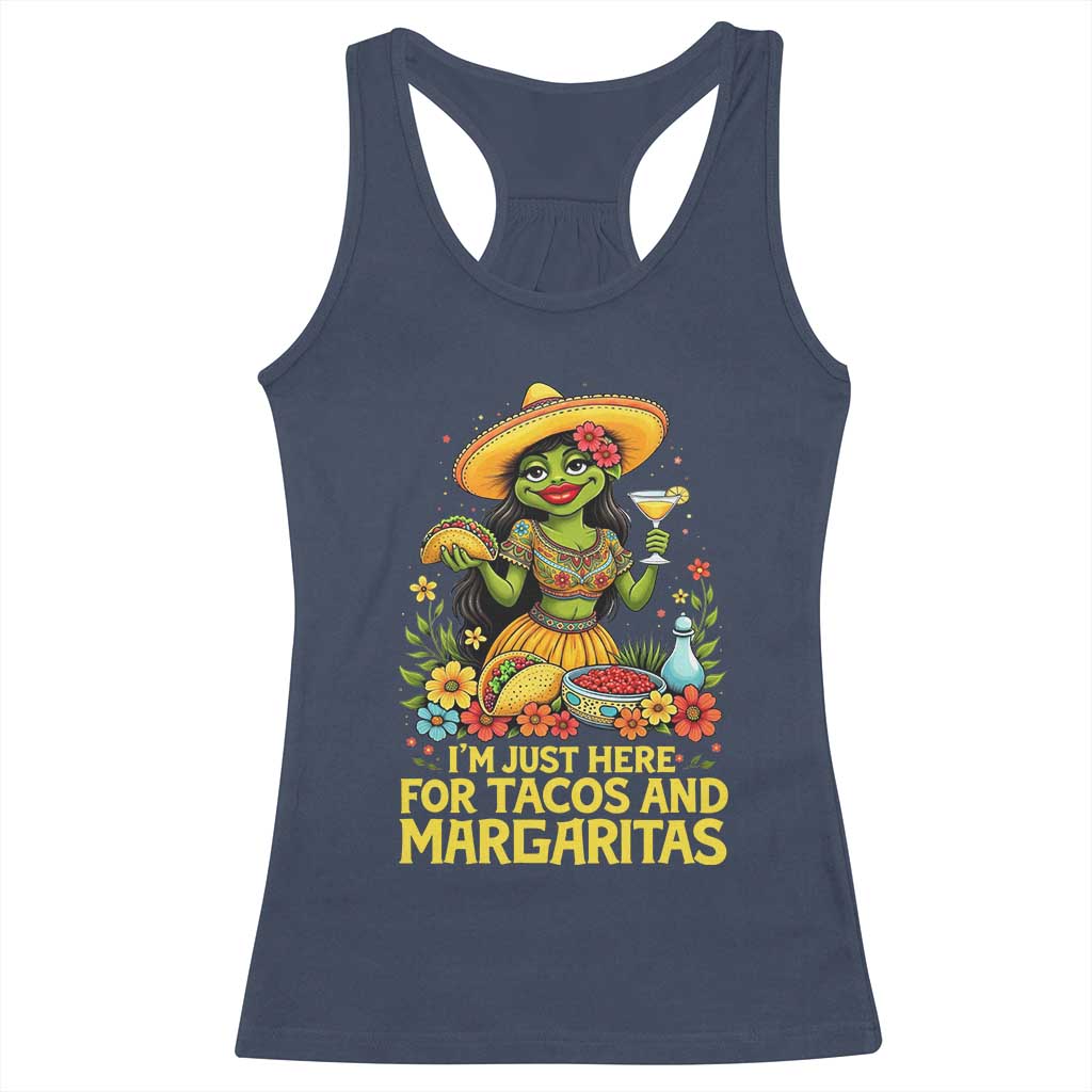 Funny Cinco De Mayo Frog Racerback Tank Top Just Here For Tacos And Margaritas