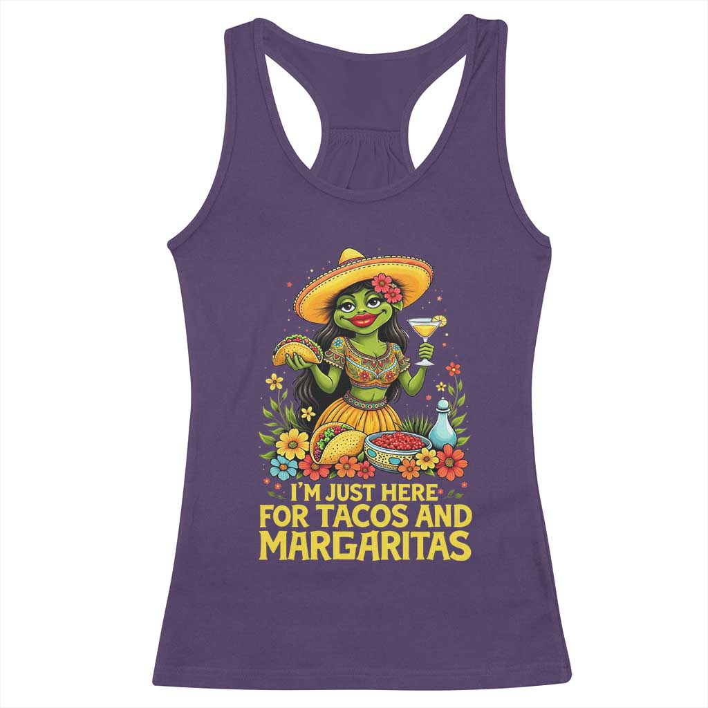 Funny Cinco De Mayo Frog Racerback Tank Top Just Here For Tacos And Margaritas