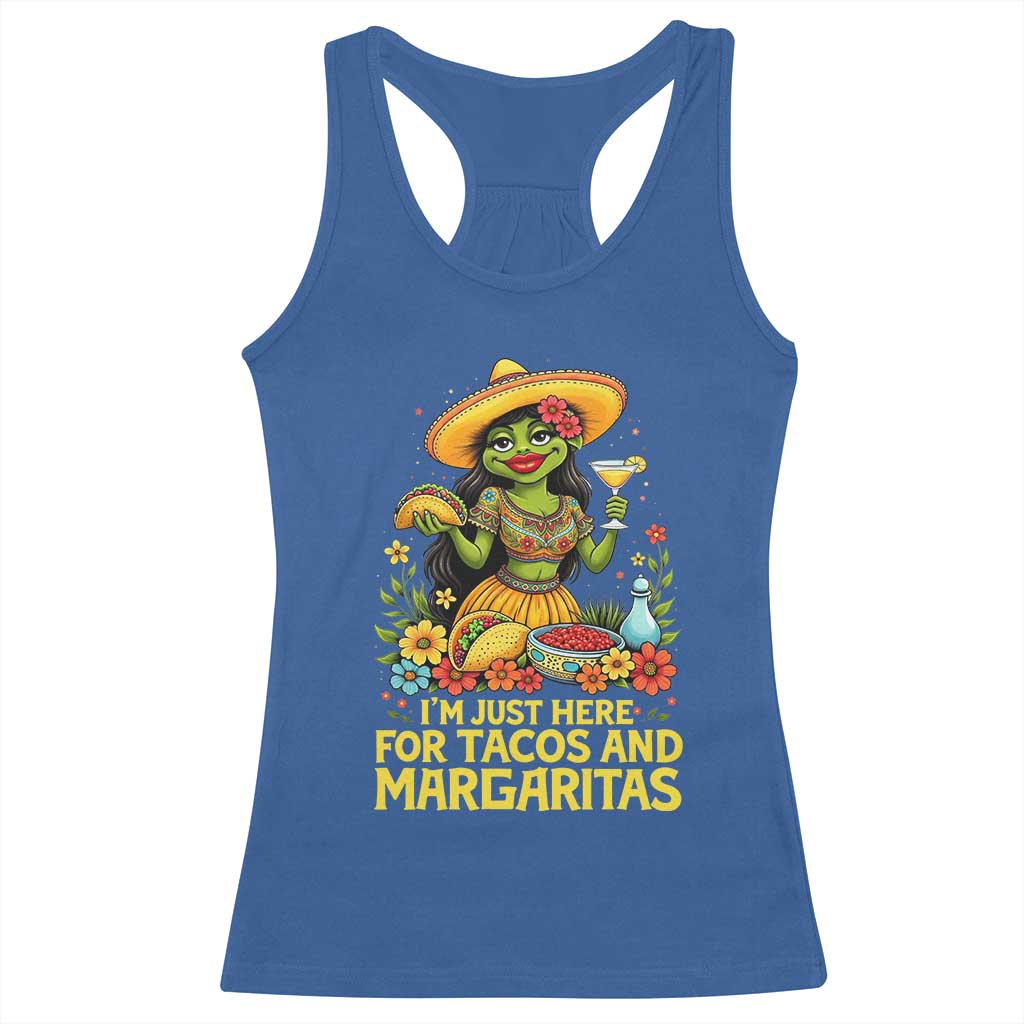 Funny Cinco De Mayo Frog Racerback Tank Top Just Here For Tacos And Margaritas