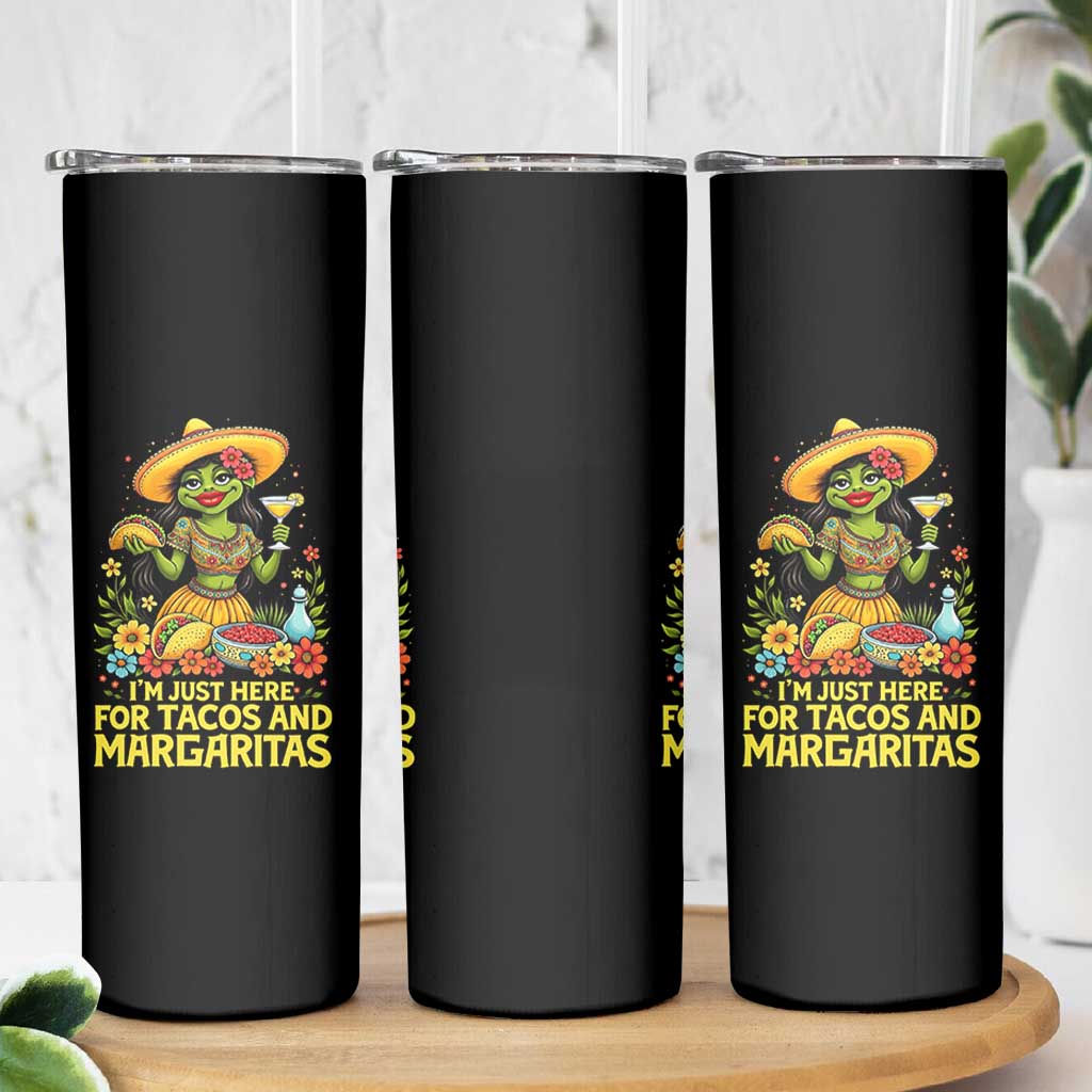 Funny Cinco De Mayo Frog Skinny Tumbler Just Here For Tacos And Margaritas