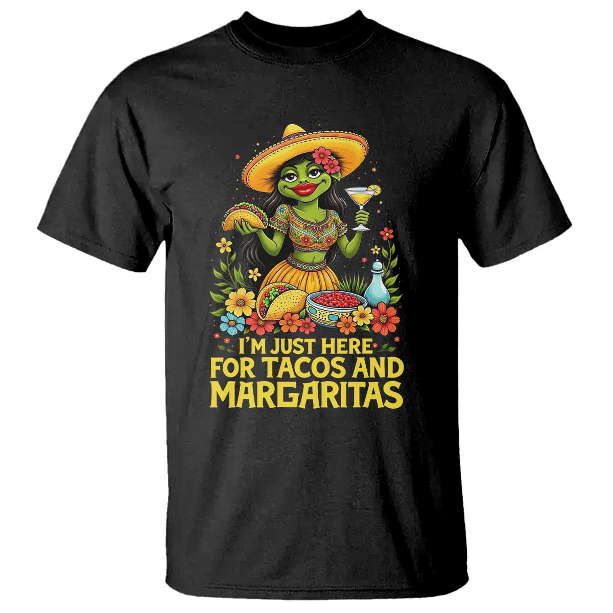 Funny Cinco De Mayo Frog T Shirt Just Here For Tacos And Margaritas