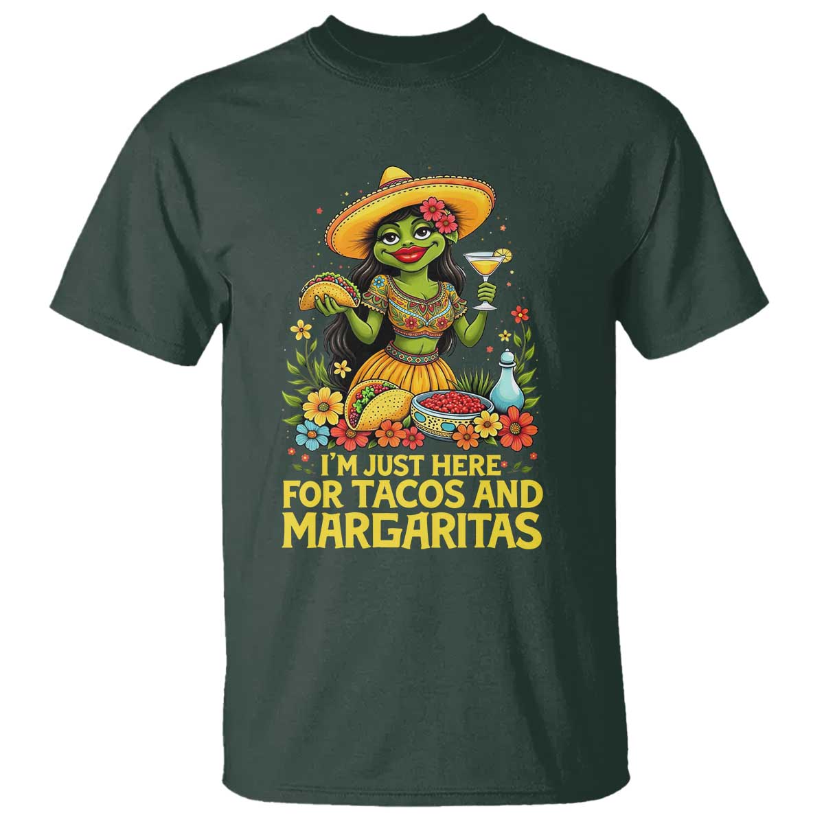 Funny Cinco De Mayo Frog T Shirt Just Here For Tacos And Margaritas